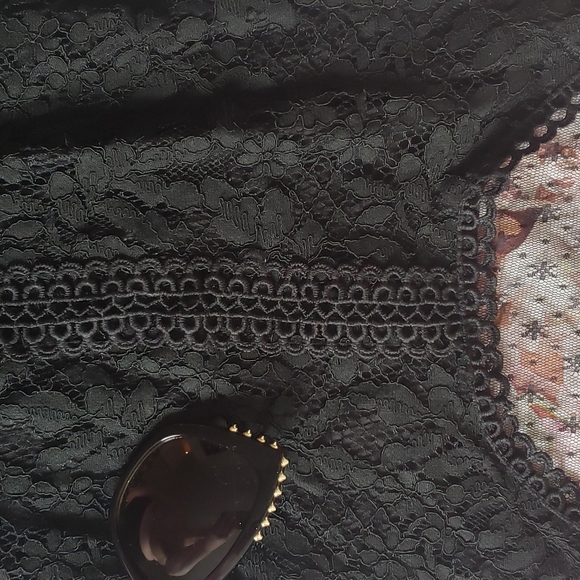 Ake lace and tulle peplum top. Black, Size small. - Picture 11 of 15